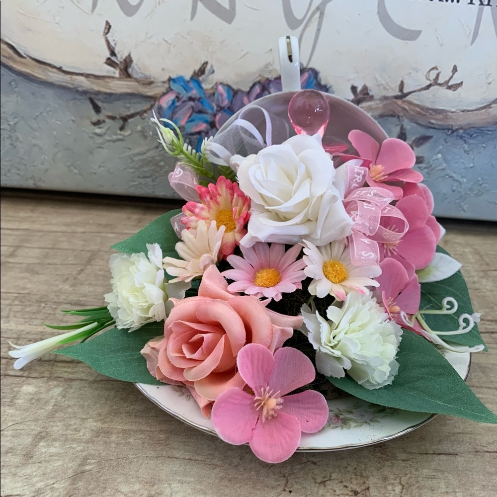 Teacup and Saucer Floral Arrangement